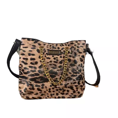 Marc New York Tan & Black Leopard Gold Chain Detail Shoulder Bag Women • $30