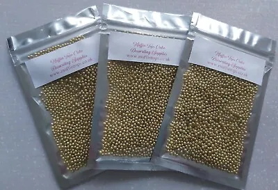 2mm Sugar Balls Gold X 25g Edible Dragees Sprinkles Cake Decorations Sealed Bag • £2.98