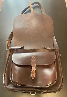 Vintage Large Saddle Mail Messenger Bag Brown Buckle Thick Leather Handmade • $50