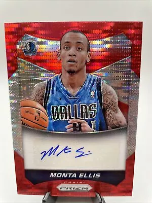 2014-15 Prizm Monta Ellis Auto Red Pulsar Prizm /99 Dallas Mavericks Warriors • $35