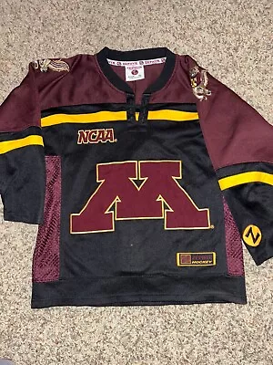 Fight Strap Minnesota Golden Gophers Hockey Jersey Sewn Big Logo Youth Large • $60.40