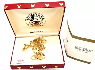 Delicate Mickey Mouse Brooch Beautiful Presentation Box Van Dell Gold & Silver • $19.99