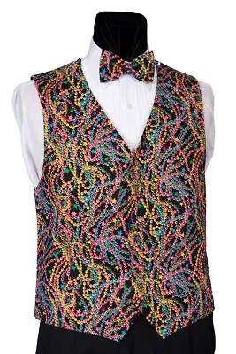 Men's Mardi Gras Beads Vest And Bow Tie  • $159.95