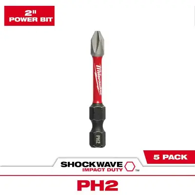 SHOCKWAVE Impact Duty 2 In. Phillips #2 Alloy Steel Screw Driver Drill Bit (5-Pa • $11.02