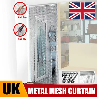 Aluminium Door Fly Screen Metal Chain Curtain Blind Insect Blinds 214cm X 90cm • £42.99