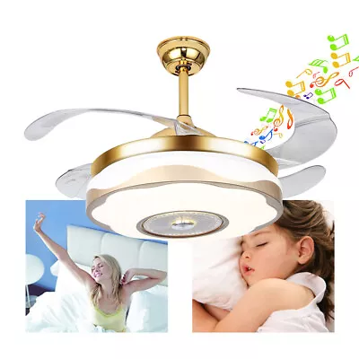 42  Inch Invisible Ceiling Fan Light LED Chandelier Lamp Dimmable W/ Remote Room • $73.15