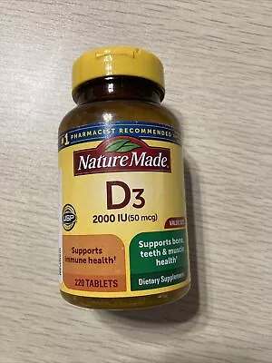 Nature Made Vitamin D3 2000 IU Support Immune Health 220 Tablet Exp 10/25 • $12.98