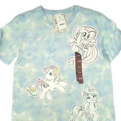 My Little Pony Girl T Shirt XL 14 Light Blue Summer Short Sleeve Tie Dyed Tee • $10.95