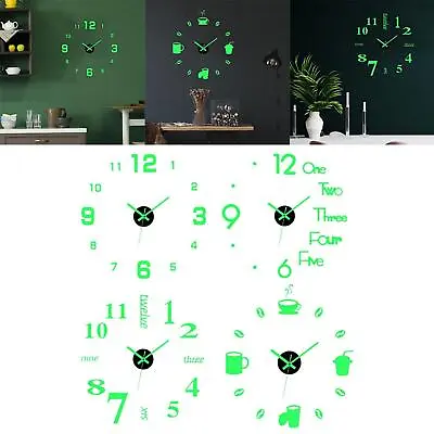 £9.36 • Buy Luminous Wall Clock Stickers 3D DIY Wall Clocks Hanging Watches For Bedroom