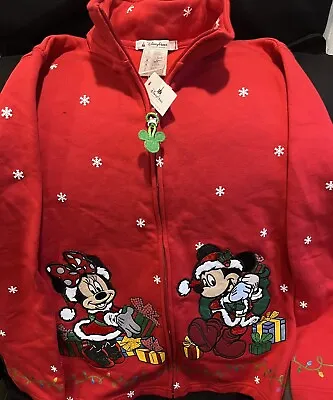 MICKEY MOUSE EMBROIDERED DISNEY'S WOMEN'S RED CARDIGAN SWEATHER SIZE Small • $60