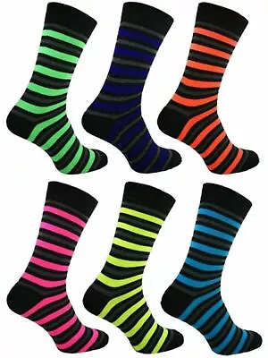 1 Mens Neon Striped Day-Glow Teddy Boy Fancy Dress Retro Party Socks UK 6-11 • £3.99