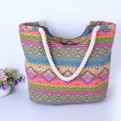 Canvas Summer Beach Tote Shoulder Shopping Travel Bag For Women Girls Ladies UK • £9.99