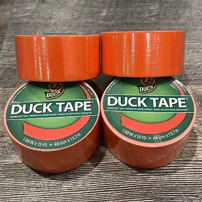 Lot (4) Duck # 1265019 Fluorescent Neon High Vis Orange Duct Tape 1.88  X 15 Yds • $29.99