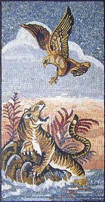 AN173 25.59 ×47.24  Tiger And Falcon Scene Mosaic Wall Art • $1439