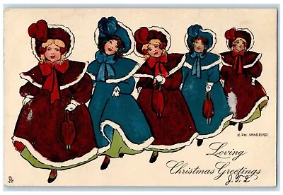 Christmas Greetings Womens Dress Costumes Sanford Millerton NY Tuck's Postcard • $19.95