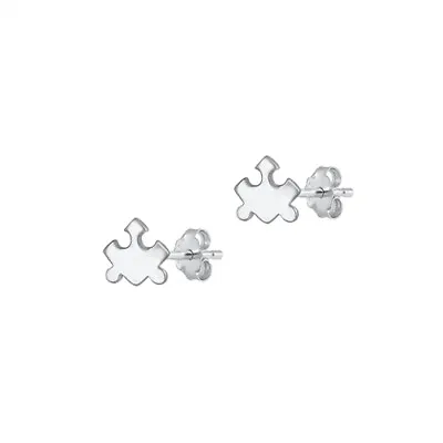 Puzzle Piece Stud Earrings 925 Sterling Silver Push Back 6.8mm • $10.79