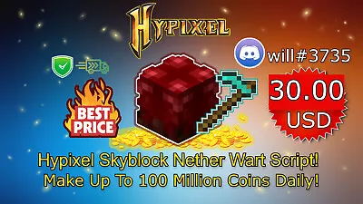 Hypixel Skyblock Nether Wart Script / Make +100 Million Coins Fast Delivery ✅⚡ • $30