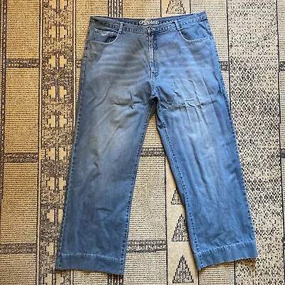 Avirex Jeans Mens 42x34 (meas 42x31) Loose Straight Blue Denim CUFFED On Inside • $5.99