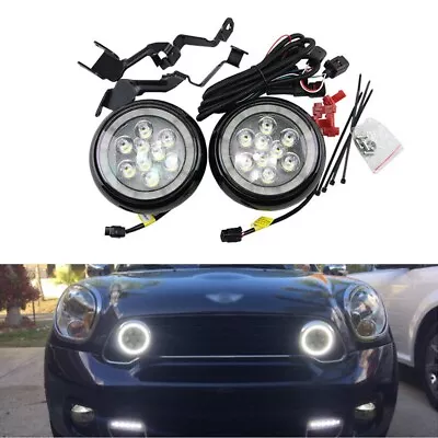 Black LED Mini Rally Driving Fog Light Halo DRL For Mini Cooper R55 R56 R57 • $139.99