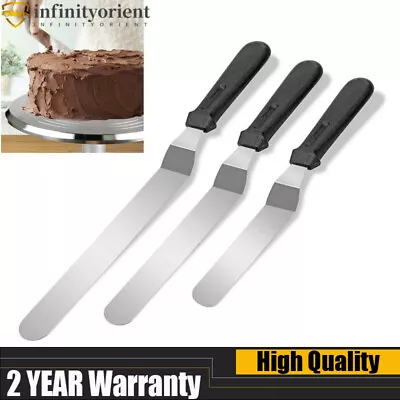 3 Pcs Stainless Steel Professional Palette Knife Angled Baking Icing Spatula Set • £9.96
