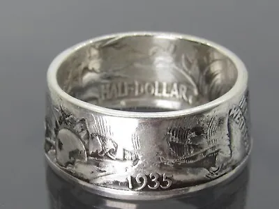 Unique 1935 Walking Liberty Half Dollar Coin Silver Band Ring Size 7.5 Vintage • $39.99