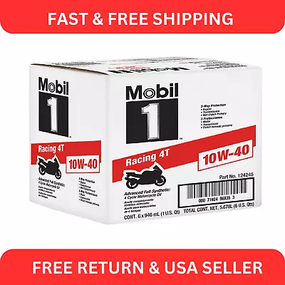 Mobil 1 Racing 4T Full Syn Motorcycle Oil 10W-40 1 Qt Case Of 6 • $130.47