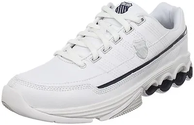 K-SWISS 02500-109 SUPER TUBES Mn's (M) White/Navy Leather Running Shoes • $29.99