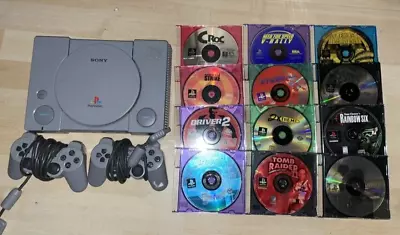 Sony PlayStation PS1 Console With Two Controllers And 12 Games (Working!_ • $44.99