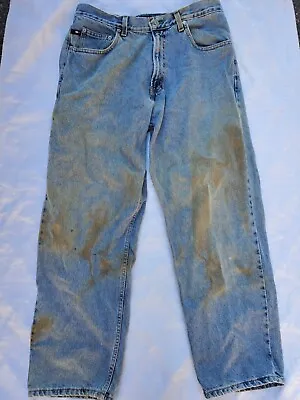 Tommy Hilfiger Freedom Jeans Mens 34x30 Light Blue Distressed May 2001  Vintage • $29.99