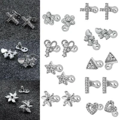 £6.74 • Buy Rhinestone Dermal Anchor Set Surface Piercing Titanium Steel Micro Dermal Base