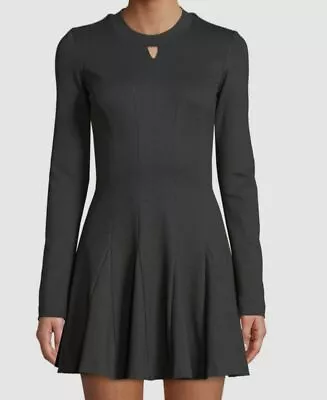 $324 Nicole Miller Women Black Crew-Neck Keyhole Ponte Fit Flare Sweater Dress S • $79.98