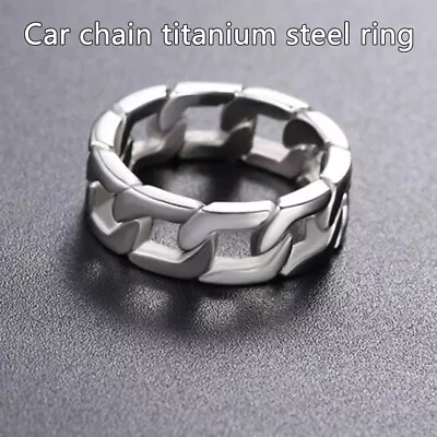 Mens Biker Miami Cuban Link Ring Band For Men Stainless Steel Size 7-11 • $7.90