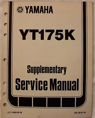 M Original 1982 Yamaha YT175K 3-Wheeler ATV Supplementary Service Manual • $24.99