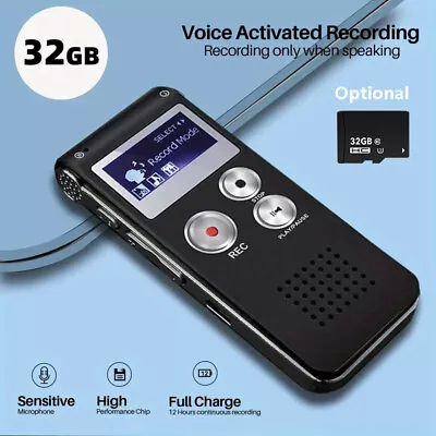 32GB Digital Voice Activated Spy Mini Sound Audio Recorder Dictaphone MP3 Player • $14.98