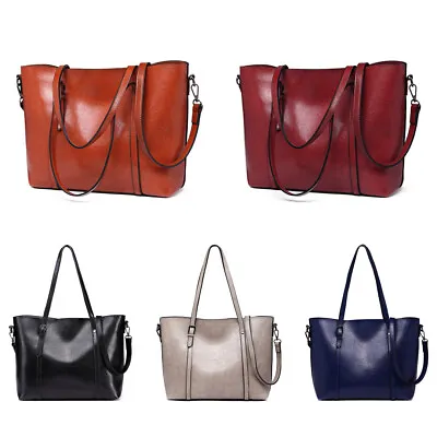 £10.99 • Buy Women Designer Faux Leather Handbag Ladies Plain Large Shoulder Tote Bag