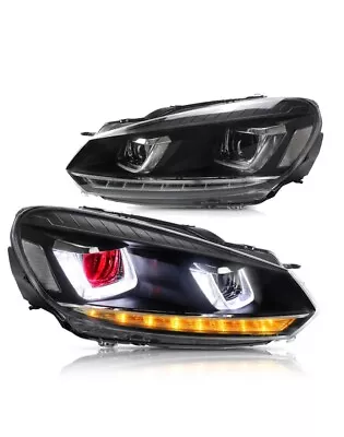 VLAND LED Projector Headlights W/Demon Eyes For Volkswagen Golf MK6 2010-2014 • $239.99