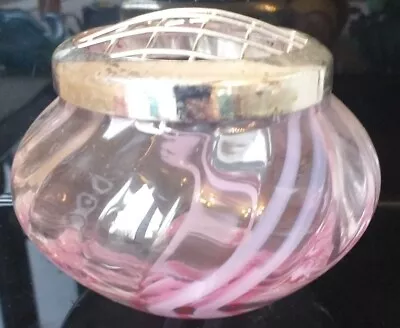 Vintage Caithness Pink Swirl Glass Rose Bowl No  Label - 4  Diameter • £6.90