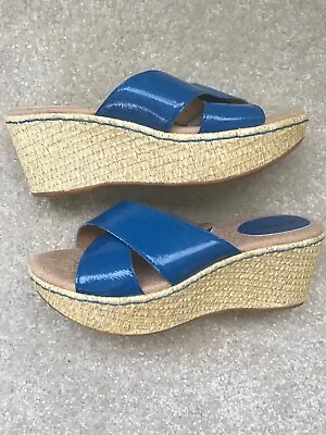 MERONA Target Blue Cork Wedge Platform Sandal Size 6 • $32