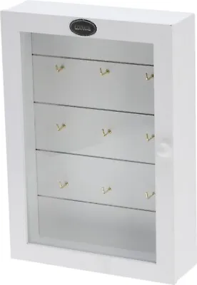 £14.99 • Buy Key Cabinet Box Cupboard White 9 Hooks Magnetic Holder Wood Wall Mounted Storage