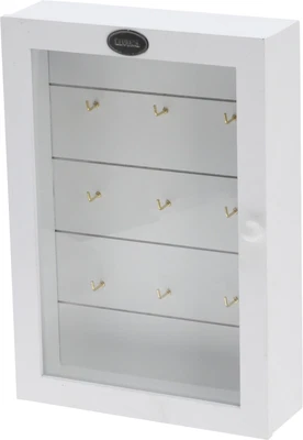 £14.99 • Buy Key Cabinet Box Cupboard White 9 Hooks Magnetic Holder Wood Wall Mounted Storage