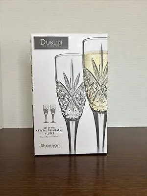 Shannon By Godinger Dublin Collection Crystal Champagne Flutes 6oz Glass Set Of • $24.99