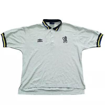 Chelsea Polo Shirt 1997/98 Training Football Umbro Grey Mens XL Extra Large • £39.99