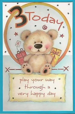 XL SIZE 3rd Happy Birthday Boy's Greeting Card 3 Years Old Extra Large Age 3 • £3.35