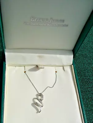 Boxed Dainty 9 Carat White Gold & Diamond Twist Pendant & Chain • £45