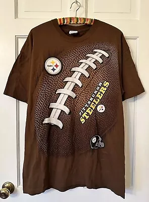 Vtg 90s NFL Pittsburgh Steelers Football T-shirt XL Brown • $18