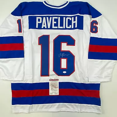 Autographed/Signed Mark Pavelich White Team USA Miracle On Ice 1980 Olympics Hoc • $149.99