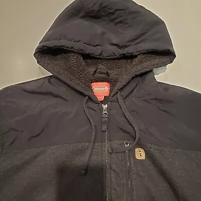 Coleman Men Size L Sherpa Lined Hoodie Full Zip Jacket Coat Gray • $25.99