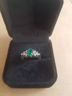 Vintage 9ct Gold Emerald And Diamond Ring Size L • £160