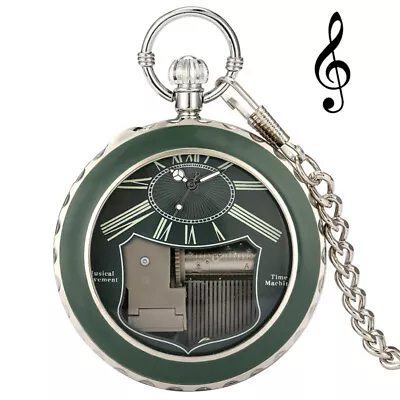 Musical Box Quartz Pocket Watch Luminous Green Case With Music Luxury Gifts • $15.80