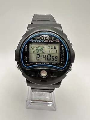 Casio RARE TS-100 [815] Thermometer  Chrono Alarm Watch Vintage Men’s BLACK • $94.68